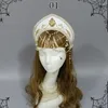 Hair Clips Royal French Tiara Headband Medieval Crown Beads Chain Handmade Lolita Virgin Retro Cosplay Accessorie