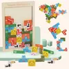 Rompecabezas 3D Rompecabezas de madera 3D Juguete Forma de color Juegos mentales cognitivos para niños Rompecabezas de madera Juguetes Tangrams para niños