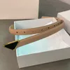 Classic Triangle Designer High end Genuine Leather Gold Button Thin Belt 2.0cm Casual Women's Shorts Slim Fit Jeans Essential Belt Wholesale with Box