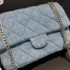 Woc Camellia Denim Sacs Designer Womens Sac à bandoulière 25 cm Silver Hardware Metal Buckle Luxury Hands Hands Matelasse Love Chain Crossbody Making Sacs Makeup Purse