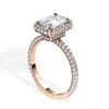 Mode smycken 9k 2ct Emerald Cut Engagement Moissanite Ring for Women