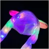 Led Ligh Up P Moving Rabbit Hat Funny Glowing and Ear Bunny Cap för Women Girls Cosplay Christmas Party Holiday Drop Delivery Dh9xm