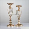 パーティーデコレーションEST Gold Metal Vase Trumpet Wedding Centerpiece for Drop Delivery Home Garden Festive SuppliesイベントDH7of