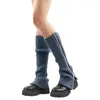 Women Socks Women's Zipper Leg Warmer Lolita Långt stickat varmt fotomslag Punk Ankel Kne High Autumn Winter JK Boot Cuff