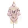 Sciarpe Elegante scialle con frange Stampa floreale vintage per donne Ragazze Sciarpa per il collo con coperta triangolare in tulle trasparente