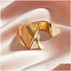 Bandringen Nieuwe Verstelbare Open Dames Meaningf Gouden Initial Ringen Sieraden Gift Chunky A-Z Letter Voor Vrouwen 457 B3 Drop Delivery Jewel Dhscu