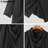 Inderun Men Trench solidny kolor Turtlneck długoterminowy streetwear nieregularny płaszcz ponchos mężczyzn punkowy moda swobodna płaszcza s-5xl 240116