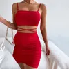 Abiti casual Rosso Scava Fuori Il Vestito Sexy 2024 Estate Backless Strap Mini Donna Slim Pieghettato Split Discoteca Spicy Girl Party