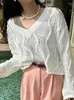 Maglioni da donna Set da due pezzi Coreano Dolce scollo a V Maglia allentata Elegante Pullover alla moda Vintage Donna Solido Y2k Estetico Tutto abbinato Sottile