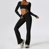 NCLAGEN 2-teiliger Damen-Fitness-Yoga-Anzug, eng anliegendes Sport-Set, Workout, atmungsaktive T-Shirts, BH, Tank-Top, lockere Schlaghosen, Leggings 240116