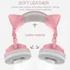 Fones de ouvido fofos fofos sem fio Bluetooth RGB Girls Kid Boned Headset estéreo com Microfone Music Control Cat Gato Ear fone de ouvido