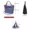 Tote Bag Women's Geometric Tassel Top Handle Bags Large Capacity Handbag Luminous Shoulder Bags Holographic Messenger Bag 240116