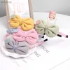 Headbands New Cute Fabric Flower Bunny Ears Bow Hairband Headband Scrunchie Women Girls Children Hair Head Hoop Band Accessories Headdress YQ240116