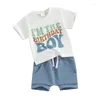 Zestawy odzieży Toddler Boy Birthday Strój 1 2 jeden dwa trzy cztery litery T Shorts Zestaw Gift Baby Summer