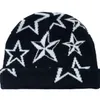 Trendy Y2K Knitting Five-pointed Star Pattern Wool Acrylic Knitted Hat Women Beanie Hats Winter Men Casual Skull Caps Warm Beanies