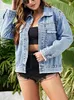 Jaquetas femininas azul denim jaqueta feminina 2024 outono coreano moda vintage roupas soltas streetwear manga longa roupas xl jeans casaco