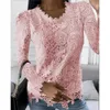 Spring Shirts for Women Tshirt Clothing Y2k Tops Vintage Lace Elegant Fashion Clothes Streetwear Casual Autumn Tshirts 240116