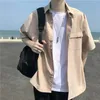 Skjortor män last manlig mode stilig ren färg allmatch japanska studenter tonåringar kläder bf fritid helt enkelt 240115