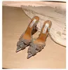 Sandalet Düğün Ayakkabıları Bahar 2024 Yüksek topuklu ince topuklu Baotou elmas mizaç şeffaf cam