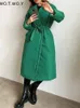 Trench da donna WOTWOY inverno addensare parka allentato donna elegante cravatta con cintura lunga in cotone caldo giacche moda femminile casual outwear 2024