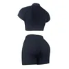 Damen-Yoga-Set, Sportbekleidung, eng anliegende Sportbekleidung, Fitnessbekleidung, hoch taillierte, kurzärmelige Sportbekleidung, nahtloses Fitnessstudio 240116