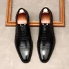Estilo italiano marrom preto couro genuíno oxford vestido masculino qualidade novo designer artesanal casamento social brogues sapatos homem