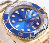 EWF V2 41mm A3235 Automatic Mens Watch 126618 18K Yellow Gold Blue Ceramics Bezel Blue Dial 904L Steel Bracelet Best Version Same Serial Warranty Card Timezonewatch