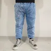 Male Sequins Pants For Singer Dancer Performance Costume Loose Casual Trousers Glitter Harem Pants Hip Hop Dance Stage Wear White Green Blue