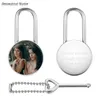 Kedjor Personlig master Custom Photo Lock Graved Bildtext Love Padlock w/ Key For Lover Friends Birthday Valentine's Day Gift