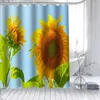 Shower Curtains Custom Sunflowers Curtain Polyester Fabric Printing Bathroom Waterproof With Hook 150X180cm 180x180cm