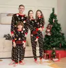 Familjsmatchande kläder Xmas Family Matng Pyjamas Set 2023 Christmas Deer Santa Print PJS Vuxen LD Kläderutrustning Set Baby Jumpsuit+Dog Clothes H240508