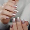 Unhas falsas cetim cor brilhante oval curto luz marrom falso kit super natural forma nail art manicure dicas perfeitas para uso diário