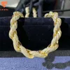 2024 LIFENG JEWELRY HIP HOP BLING RAPPER SMYCHRY VVS Moissanite Rope Necklace Iced Out 12mm Cuban Link Chain