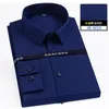 Stretch Anti-Wrinkle Men's Shirts Long Sleeve Dress Shirts For Men Slim Fit Social Business Blouse White Shirt S-7XL 240116