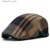 Ball Caps 2023 New Men Beret Cap Autmn Winter British Vintage Newsboy Hats For Women Painter Peaked Caps Fashion Casual Plaid Boina Hombre Q240116