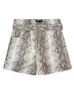 Damesshorts Jongere mode PU-slangenprint Lente Zomer Meisjes streetwear heupriem Elegant