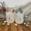 Andra evenemangsfestleveranser Personligt namn Letter Initial Bunny Happy Easter Party Rabbit Bag Egg Hunt Children Childry Girl Girl Gift Sack Toy Bucket YQ240116