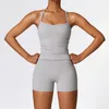 LL-8519 Womens Yoga Outfit Conjuntos de Yoga Calças Colete Excerise Esporte Ginásio Correndo Trainer Shorts Casuais Elástico Cintura Alta Sportwear
