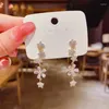 Pendientes colgantes románticos adorables diseño largo Fower mujeres Bling Zironia Stud pendiente joyería colgante boda cumpleaños regalo Accesorios