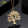 Qitian personnalisé personnalisé arbre de vie collier avec 1-6 noms en acier inoxydable pendentif chaîne famille bijoux femmes cadeau de noël 240115