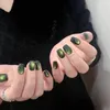 Kunstnagels 24 stuks Cat Eye Groene Press-on nagel Imitatie Opaal Stijl Handgemaakt Vierkant Kunstmatig Voor Salon Expert Naïeve Vrouwen Nep