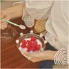 5Inch Glass Bowl Salad Cute Crown Fruit Plate Dish Snack Candy Cake Ice Cream Cup Microwave Oven Bakware Drop Delivery Dh4Hu