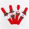 Christmas Slap Bracelet Flannel Snowman Deer Santa Wristhand Without Light Xmas Kids Party Toys Children Wholesale Drop Delivery Dhhfo