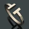 Fashion designer Brand Double T Bracelet Couple Stainless steel Cuff High Quality 18k Gold Designer Bracelet Jewelry for women and man