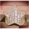 Inteligentne pierścionki Hip Hop Wysokiej jakości stylną biżuterię modną 925 Sterling Sier Princess Cut White Topaz CZ Diamond Women Wesderbel Rin dholv