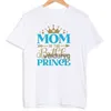 Familj matchande kläder födelsedag prins familj matng kläder mamma far barn t skjortor topps baby bodysuit pojkar födelsedagsfest look outfits t-shirts h240508