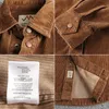 Herbst und Winter dickes gewaschenes Cord-Langarmhemd Herren-Retro-Trend-Cargo-große Tasche einfarbiger Freizeitmantel 240115