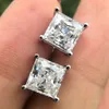 Nieuwe Mode-sieraden Gouden Vierkante Vorm Princess Cut Hoge Kwaliteit 2Ct 7Mm Moissanite Edelsteen Stud Oorbellen Voor Vrouwen