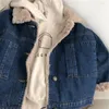 Abrigo de plumas para niños, chaqueta vaquera de terciopelo, invierno 2024, ropa de abrigo gruesa y cálida para bebés, moda Laple de un solo pecho