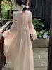 Franse Elegante Prinses Avondfeest Midi Jurken voor Vrouwen Herfst Slanke Bandage Lange Mouw Vestidos Koreaanse Lente Kleding 240115